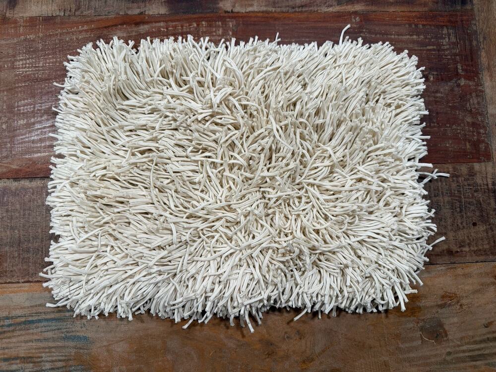 Crate & Barrel Ivory Shag Fringe Pillow Cover 12x16 Cream Textured Boho